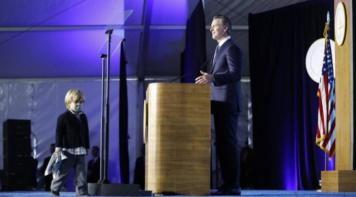 His two-year-old son makes in the inaugural speech of California’s Governor for much applause