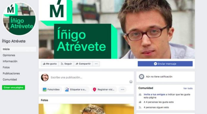 Detected another fake page on Facebook that called for the nomination of Errejón