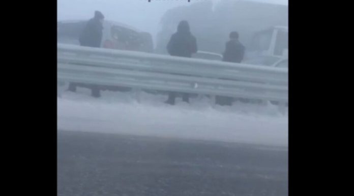 More than 10 cars collided on route Krasnoyarsk