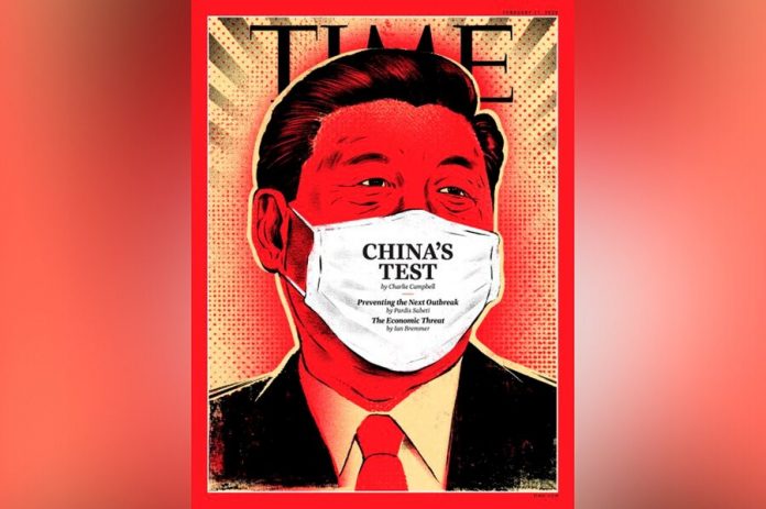 On the cover of Time placed the portrait of XI Jinping in a medical mask