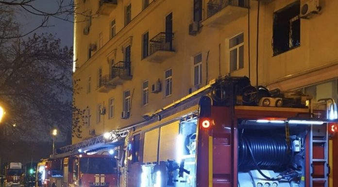 One person was injured in a fire at a residential building on Frunze embankment