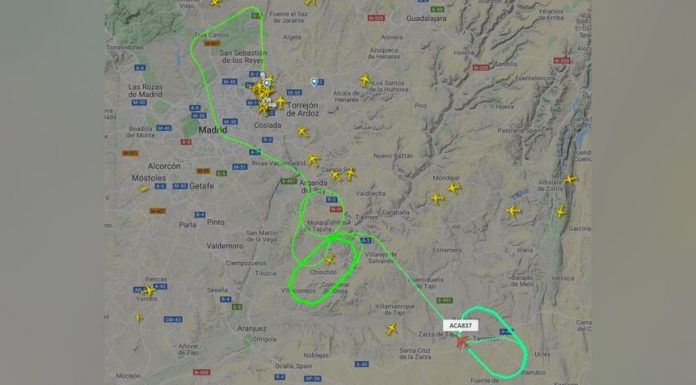 Passenger plane preparing for emergency landing in Madrid Passenger plane preparing for emergency landing in Madrid