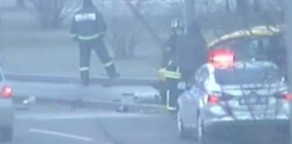 The car is in the South-East of Moscow caught fire after the accident