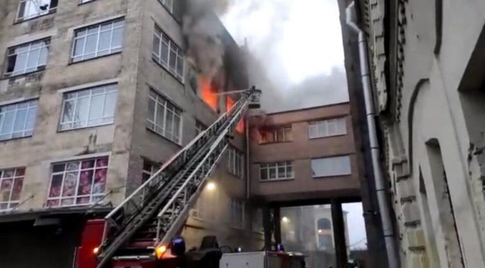 The fire occurred in the building of "Lenizdat" in Saint-Petersburg