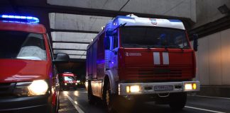 The fire occurred in the warehouse pavilion in the South-West of Moscow
