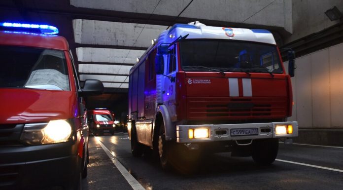 The fire occurred in the warehouse pavilion in the South-West of Moscow