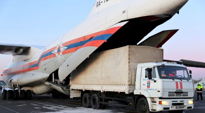 The plane EMERCOM of Russia with humanitarian aid flew to China