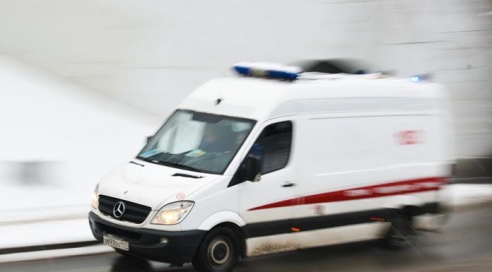 The van hit a child on school grounds in Moscow