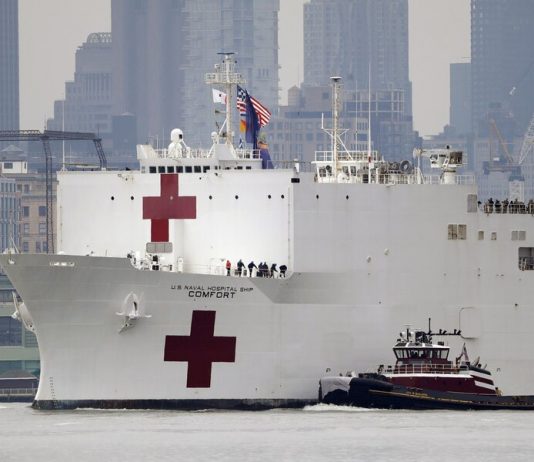 Military the hospital ship docked in new York Military the hospital ship docked in new York