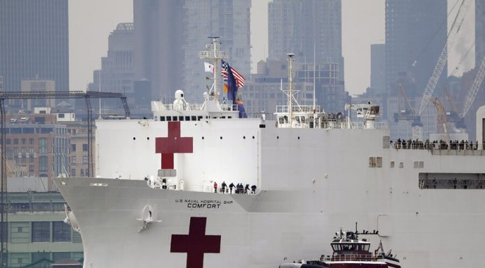 Military the hospital ship docked in new York