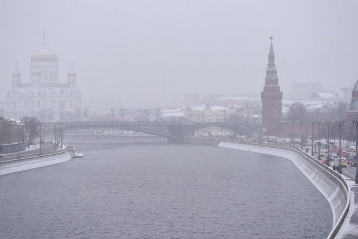 Snow and gusty winds are expected Monday in Moscow