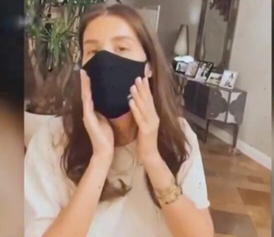 The Russian star has released a fashionable protective mask