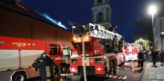 The hangar caught fire in the North-West of the capital