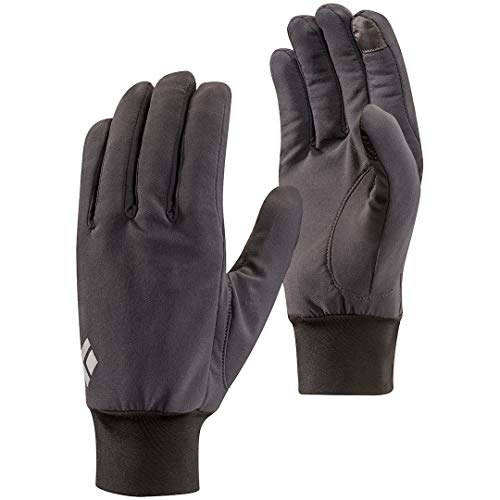 Black Diamond Lightweight Softshell Handschuhe / Touchscreen geeigneter, wasserabweisender & warmer Fingerhandschuh für milde Temperaturen / Unisex, Smoke, Größe: L